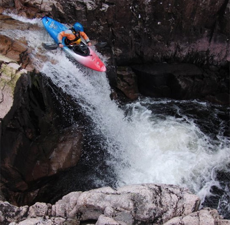 Kayaking on Big Man Falls River Etive