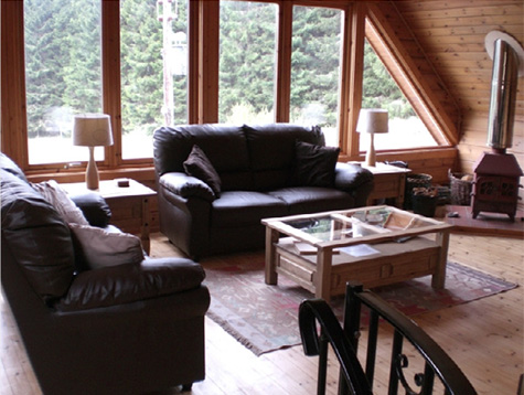 wildwood log cabin living area